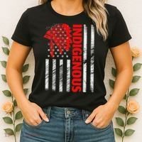 Indigenous Peoples Day Distressed Headdress Usa Flag Women's T-Shirt thumb 2