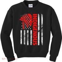 Indigenous Peoples Day Distressed Headdress Usa Flag Kids Sweatshirt thumb 0