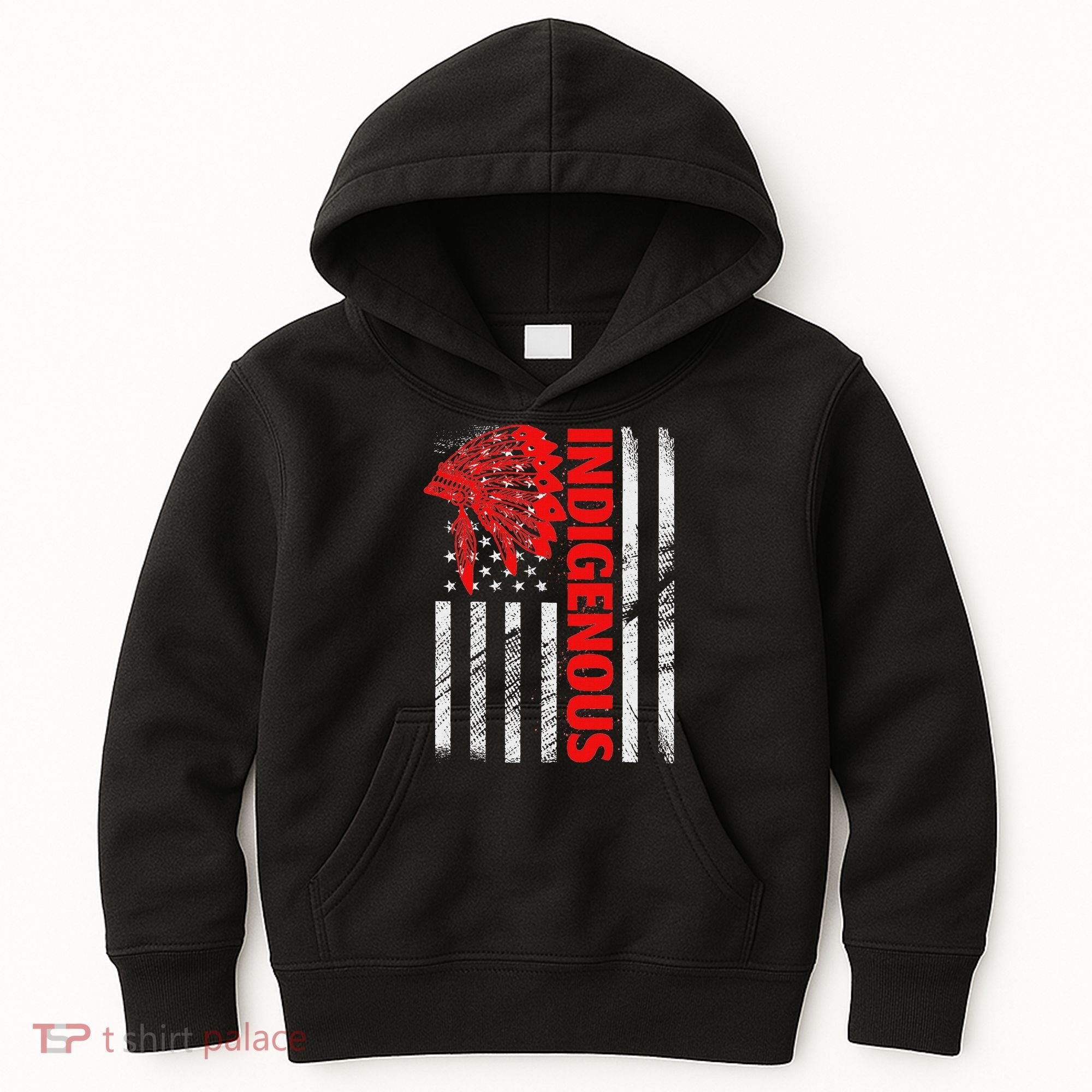 Indigenous Peoples Day Distressed Headdress Usa Flag Kids Hoodie