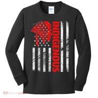 Indigenous Peoples Day Distressed Headdress Usa Flag Kids Long Sleeve Shirt thumb 0