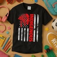Indigenous Peoples Day Distressed Headdress Usa Flag Kids T-Shirt thumb 3