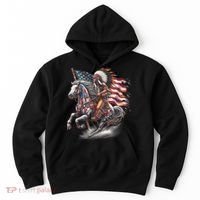 Indigenous Peoples Day 4th Of July Native American Day Flag Indian Riding Horse Hoodie thumb 0