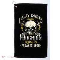 I Play Darts Because Punching People Is Frowned Upon Golf Towel thumb 0