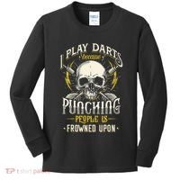 I Play Darts Because Punching People Is Frowned Upon Kids Long Sleeve Shirt thumb 0
