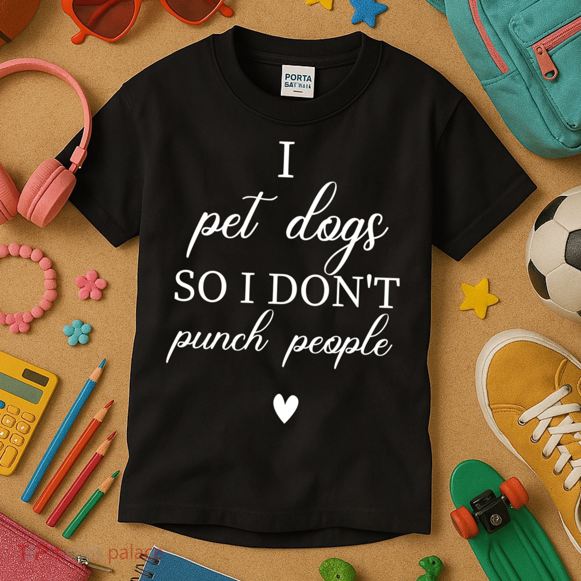I Pet Dogs So I DonT Punch People Funny Dog Lover Kids T-Shirt