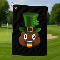 Leprechaun Poop Emoji Golf Towel thumb 1