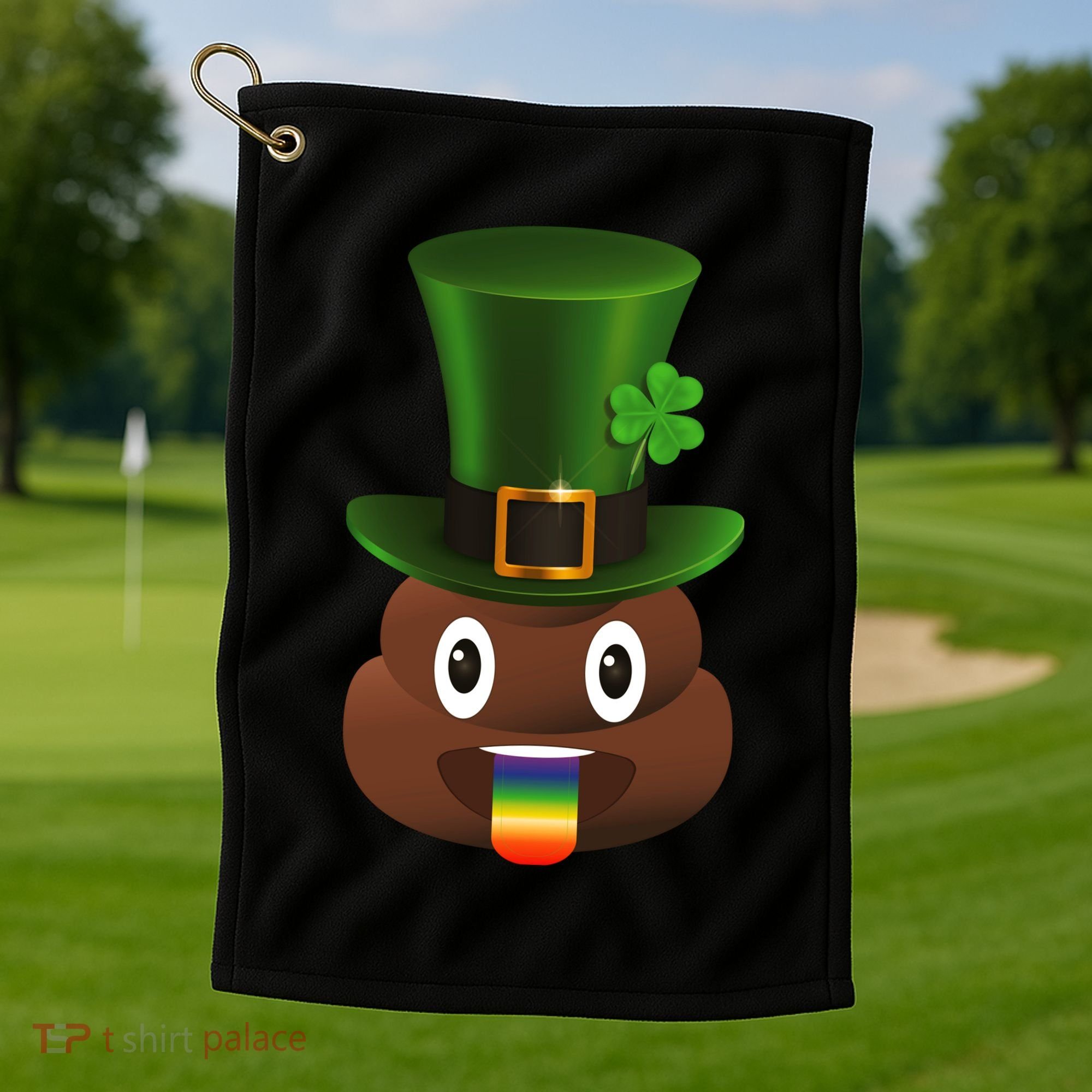 Leprechaun Poop Emoji Golf Towel