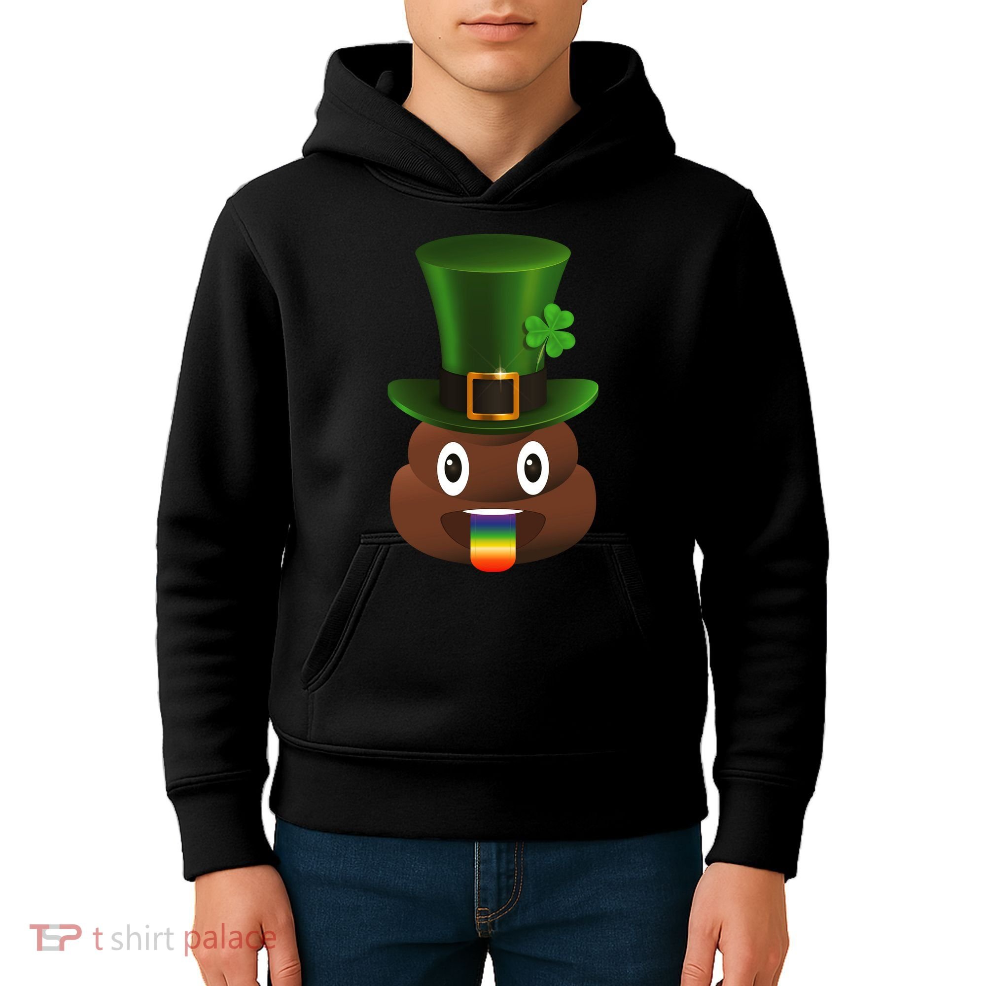 Leprechaun Poop Emoji Kids Hoodie