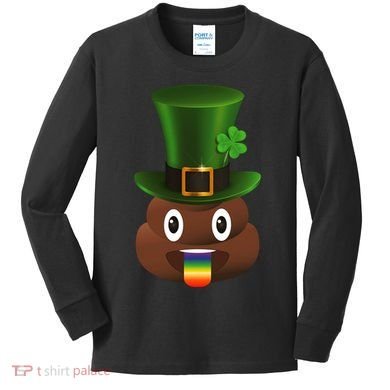 Leprechaun Poop Emoji Kids Long Sleeve Shirt