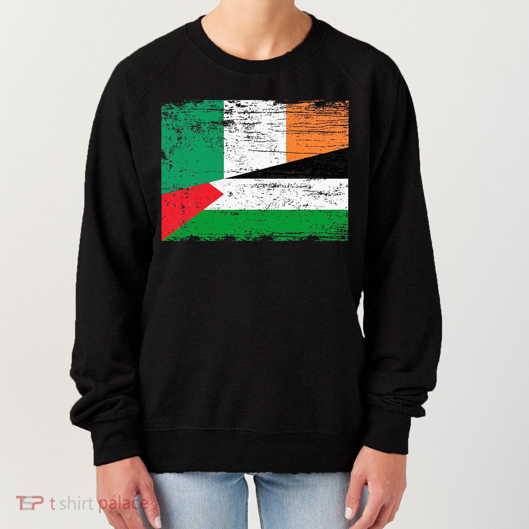 Ireland Palestine Flags Half Irish Half Palestinian Women's Sweatshirt
