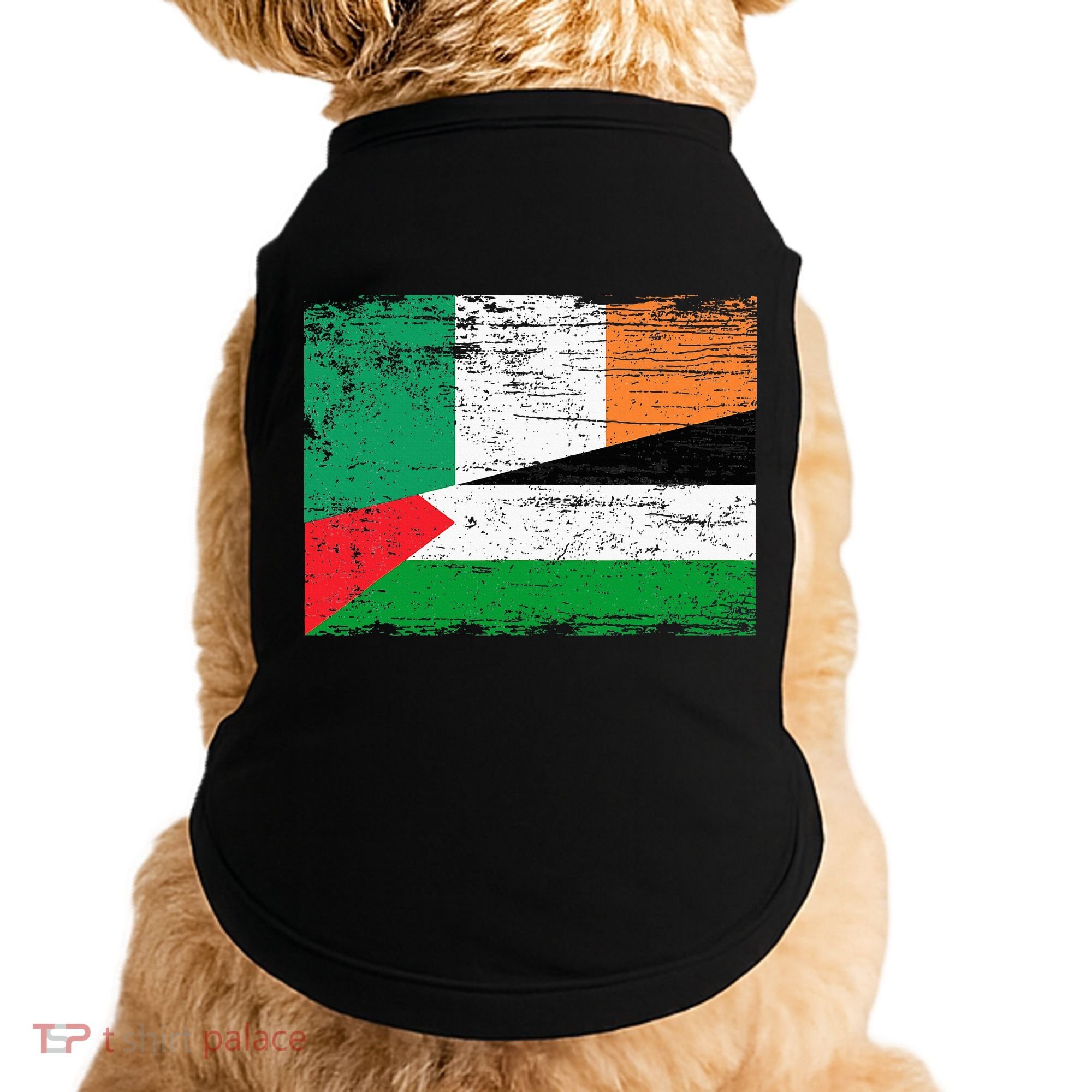 Ireland Palestine Flags Half Irish Half Palestinian Doggie Tank