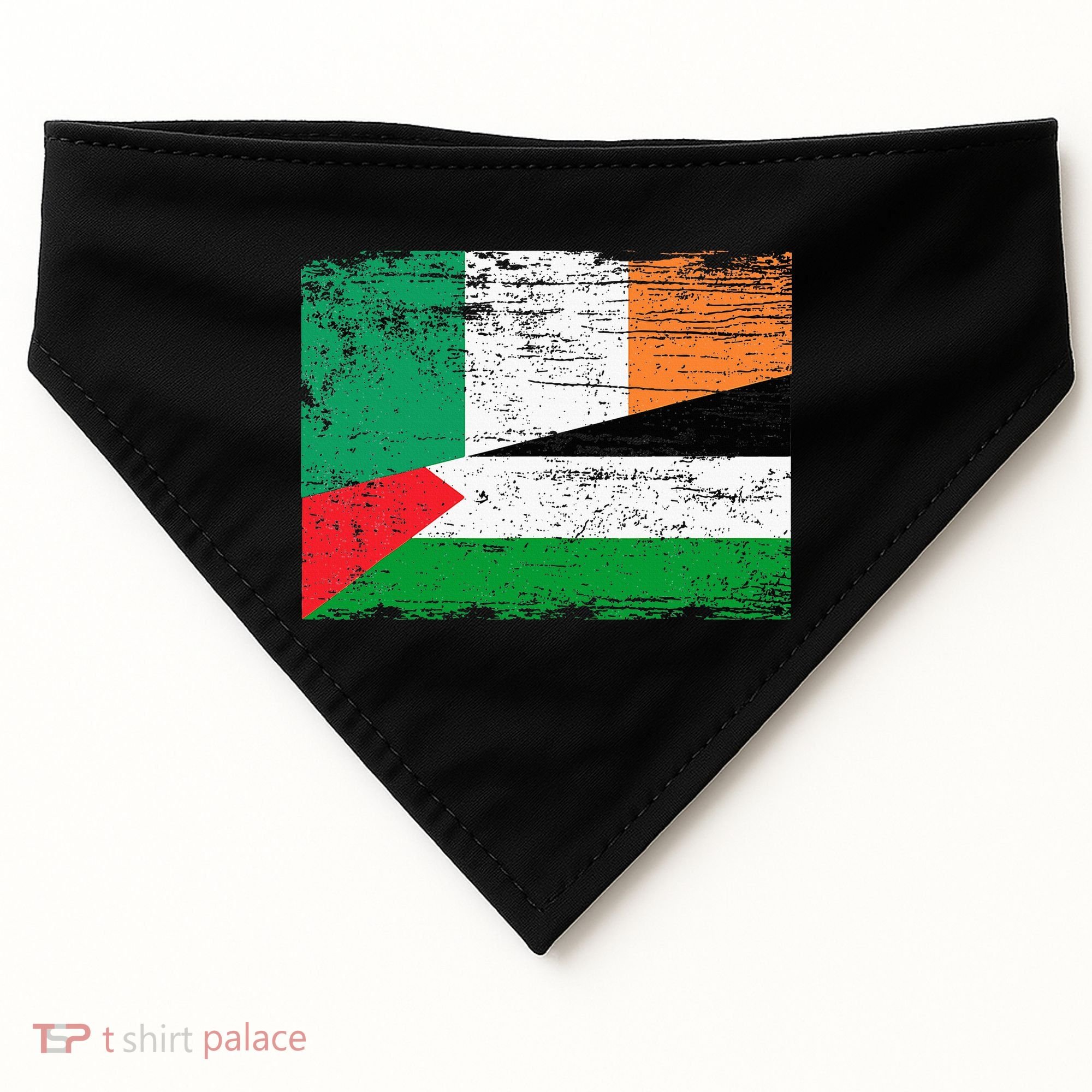 Ireland Palestine Flags Half Irish Half Palestinian USA-Made Doggie Bandana