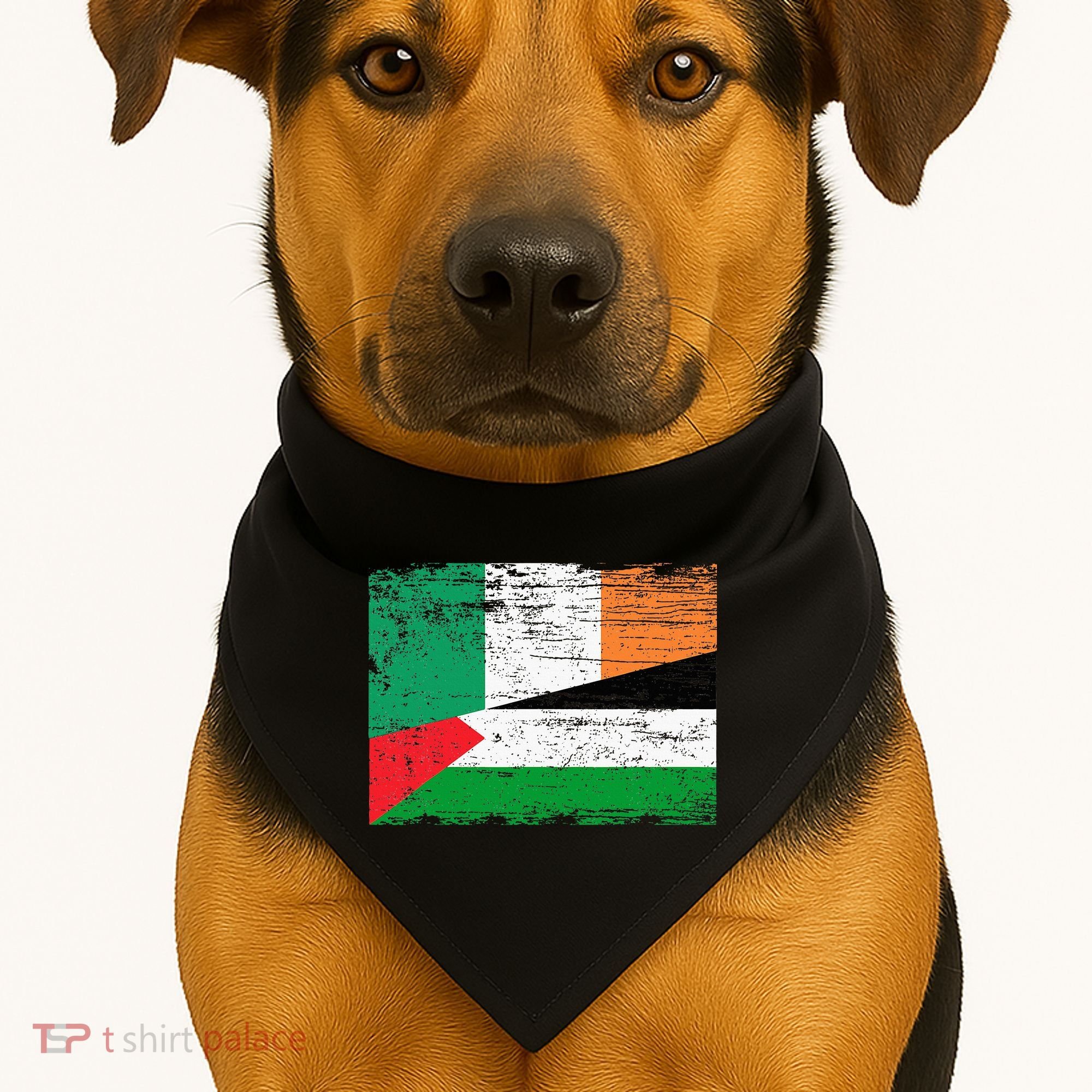Ireland Palestine Flags Half Irish Half Palestinian USA-Made Doggie Bandana