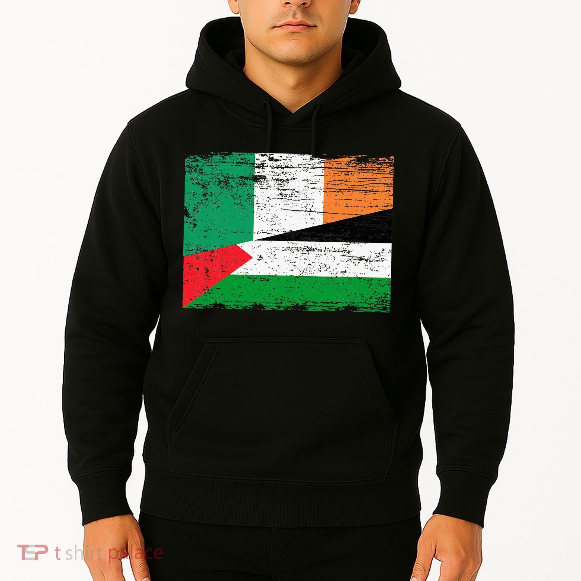 Ireland Palestine Flags Half Irish Half Palestinian Hoodie
