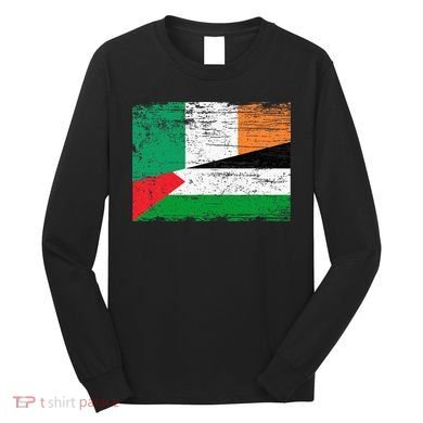 Ireland Palestine Flags Half Irish Half Palestinian Long Sleeve Shirt
