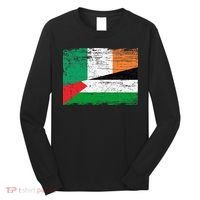 Ireland Palestine Flags Half Irish Half Palestinian Long Sleeve Shirt thumb 0