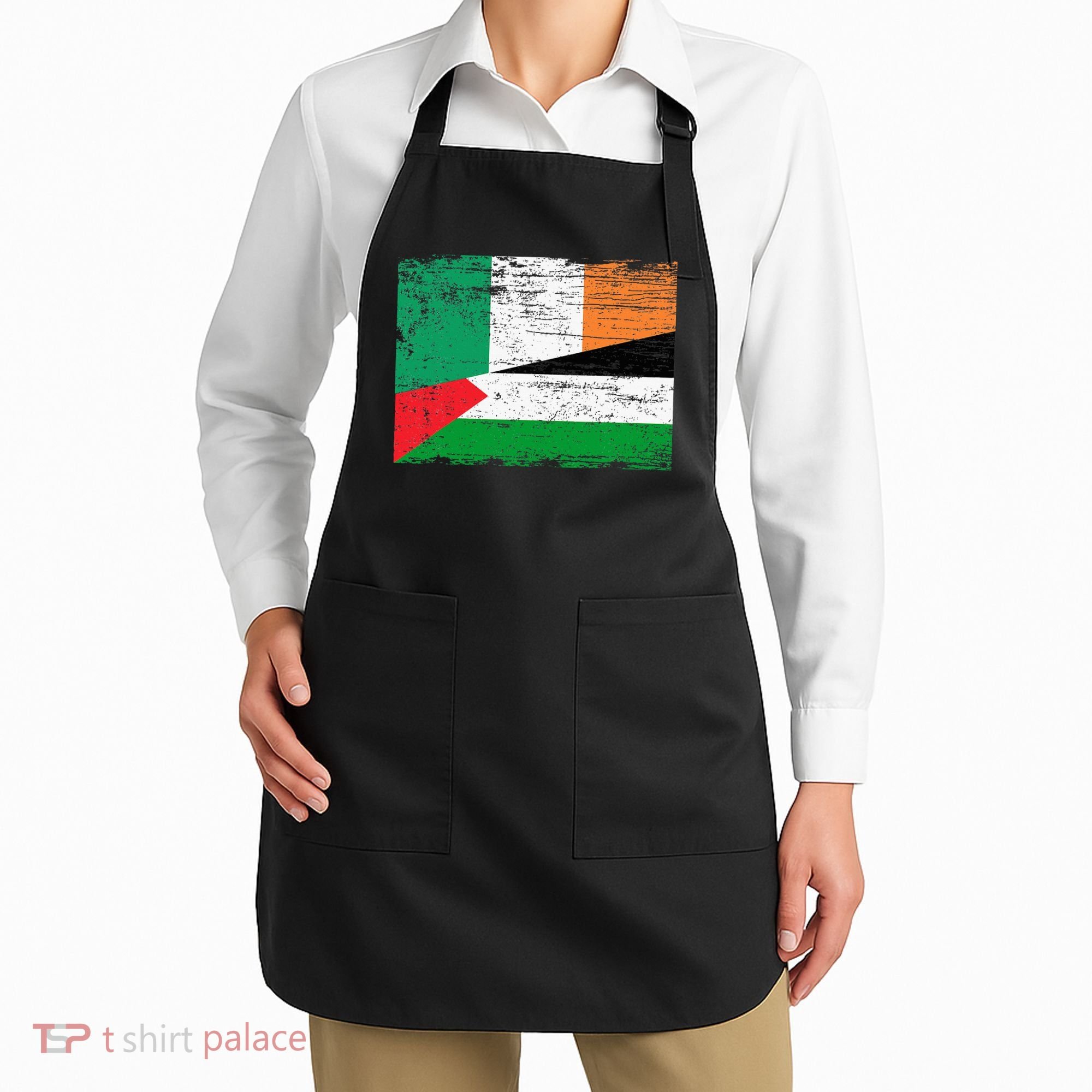 Ireland Palestine Flags Half Irish Half Palestinian Apron