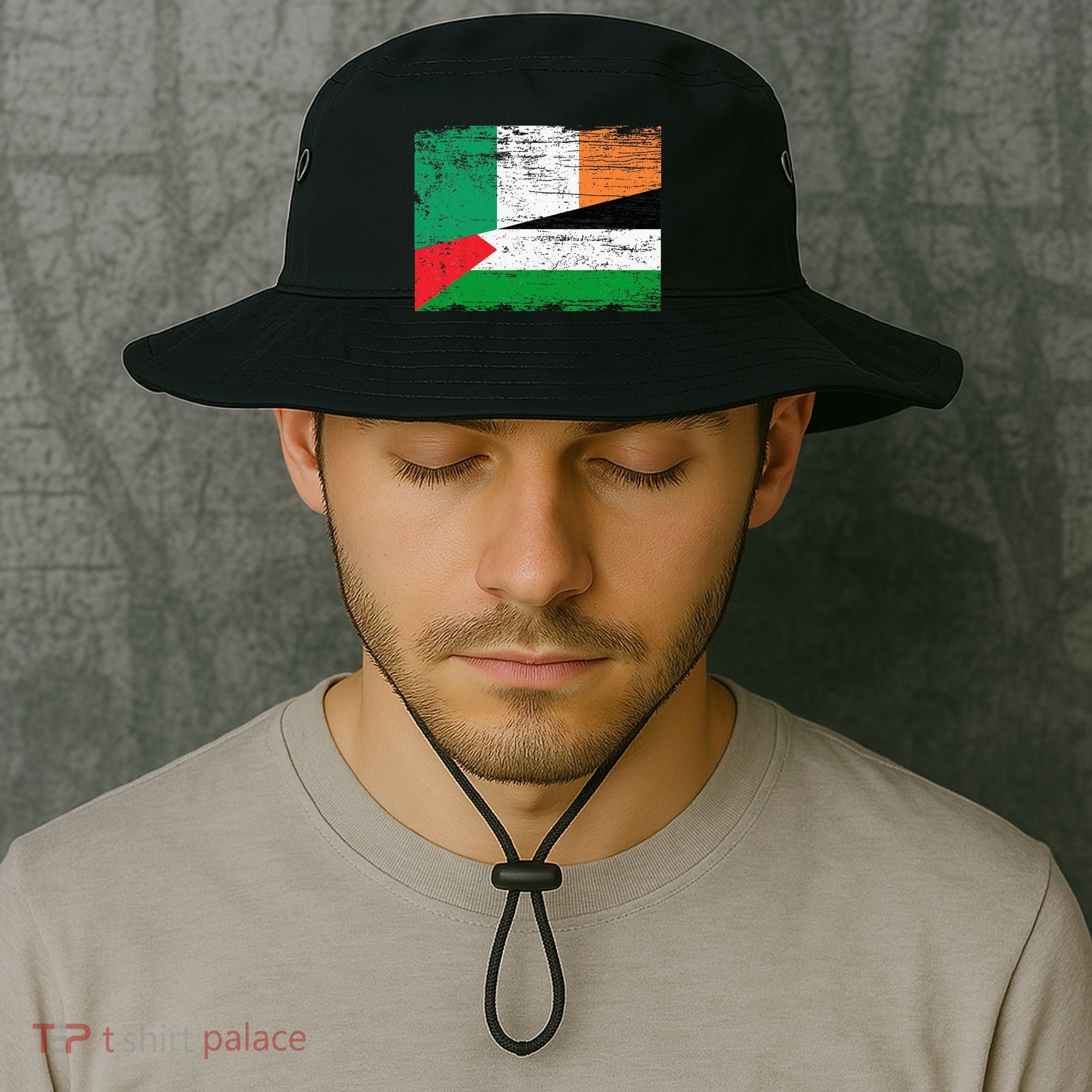 Ireland Palestine Flags Half Irish Half Palestinian Bucket Hat