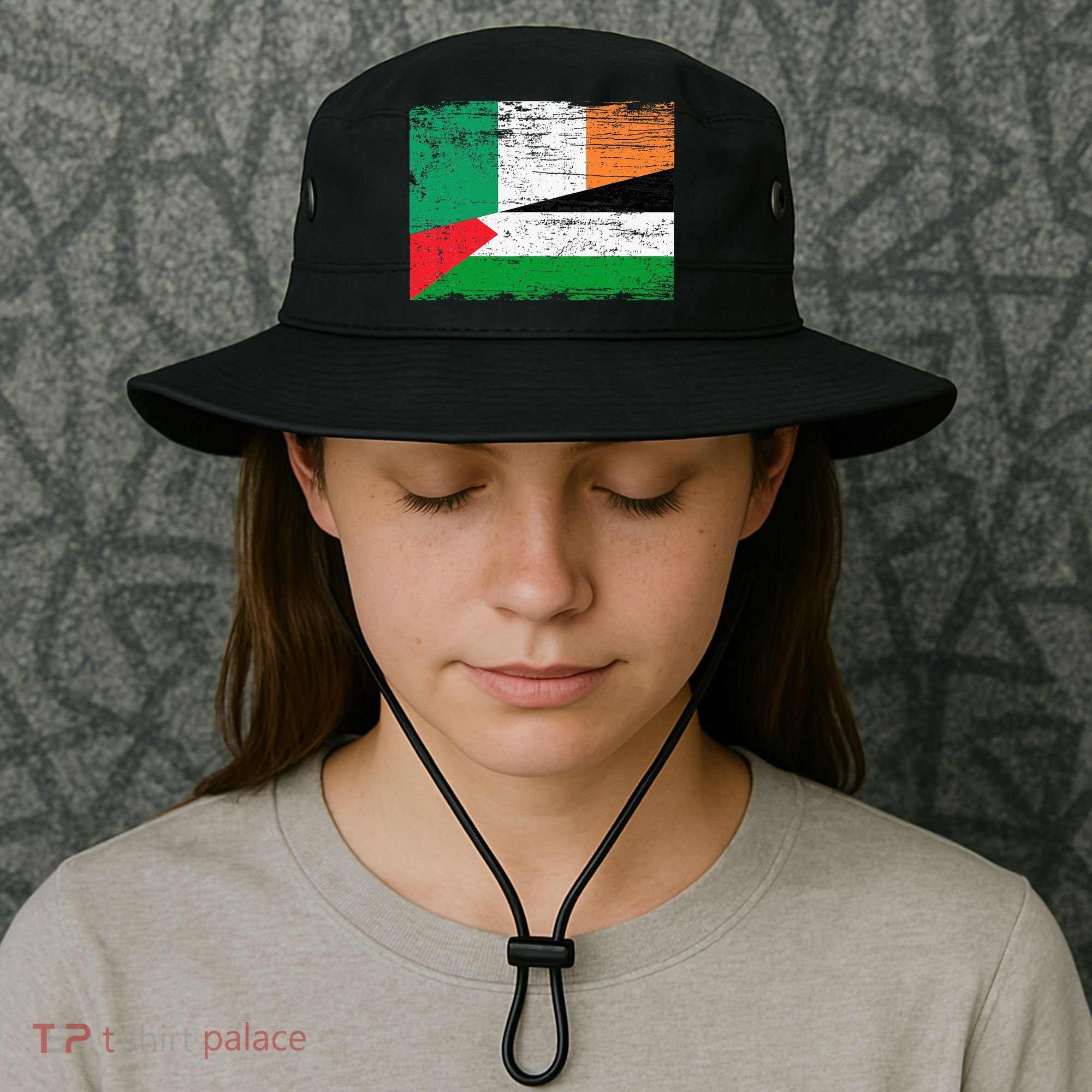 Ireland Palestine Flags Half Irish Half Palestinian Bucket Hat