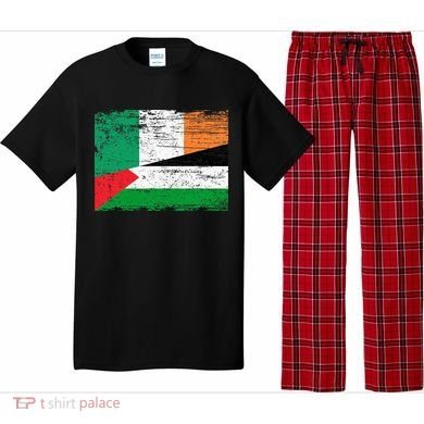 Ireland Palestine Flags Half Irish Half Palestinian Pajama Set