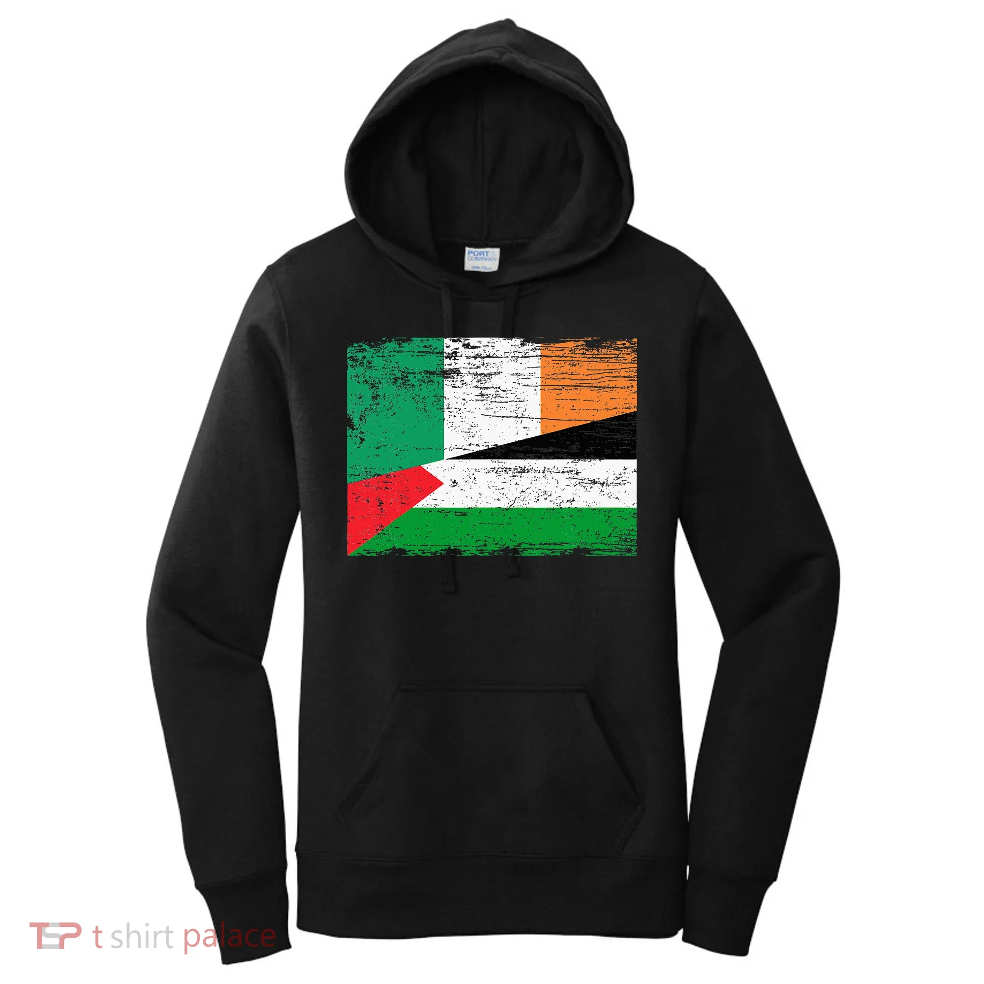 Ireland Palestine Flags Half Irish Half Palestinian Women's Hoodie