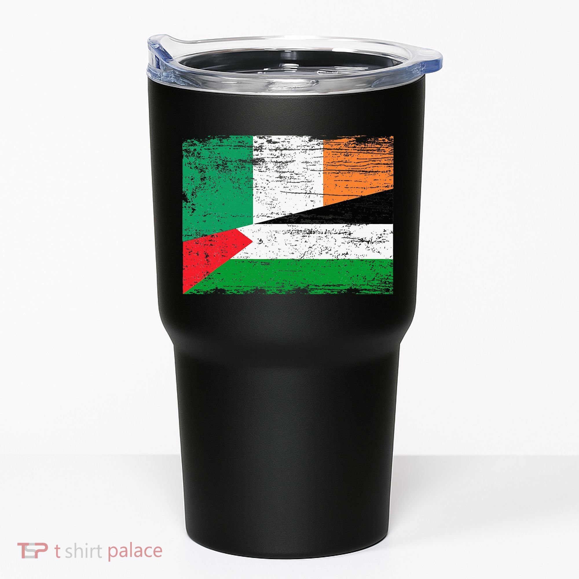 Ireland Palestine Flags Half Irish Half Palestinian Tumbler