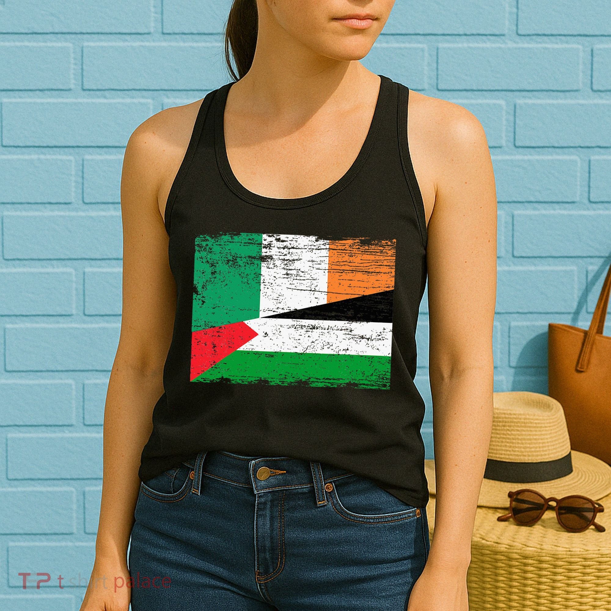 Ireland Palestine Flags Half Irish Half Palestinian Women's Tank Top