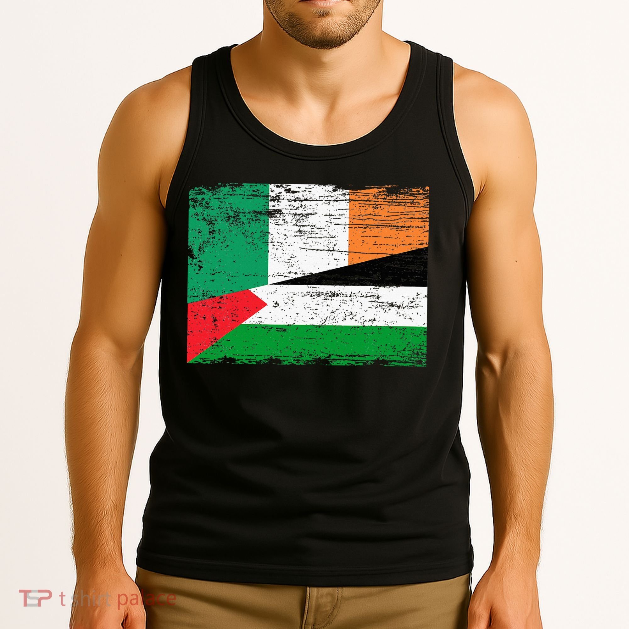 Ireland Palestine Flags Half Irish Half Palestinian Tank Top