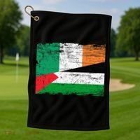 Ireland Palestine Flags Half Irish Half Palestinian Golf Towel thumb 1