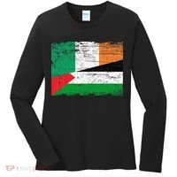 Ireland Palestine Flags Half Irish Half Palestinian Women's Long Sleeve Shirt thumb 0