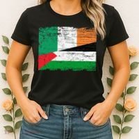 Ireland Palestine Flags Half Irish Half Palestinian Women's T-Shirt thumb 2