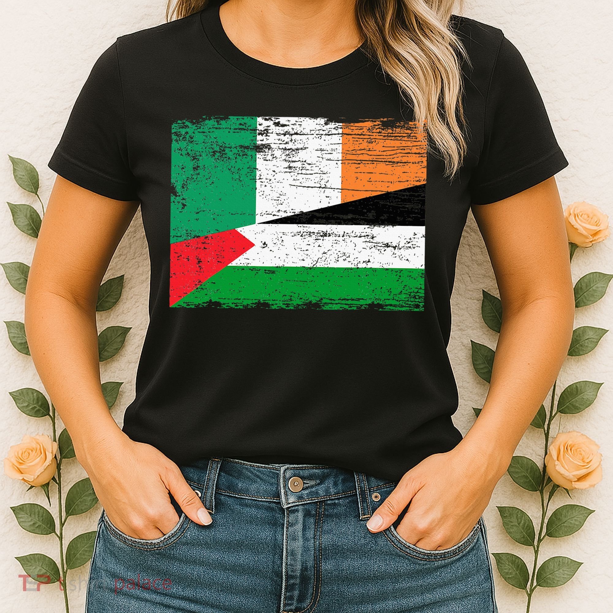 Ireland Palestine Flags Half Irish Half Palestinian Women's T-Shirt