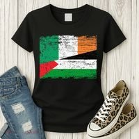 Ireland Palestine Flags Half Irish Half Palestinian Women's T-Shirt thumb 3