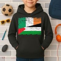 Ireland Palestine Flags Half Irish Half Palestinian Kids Hoodie thumb 2