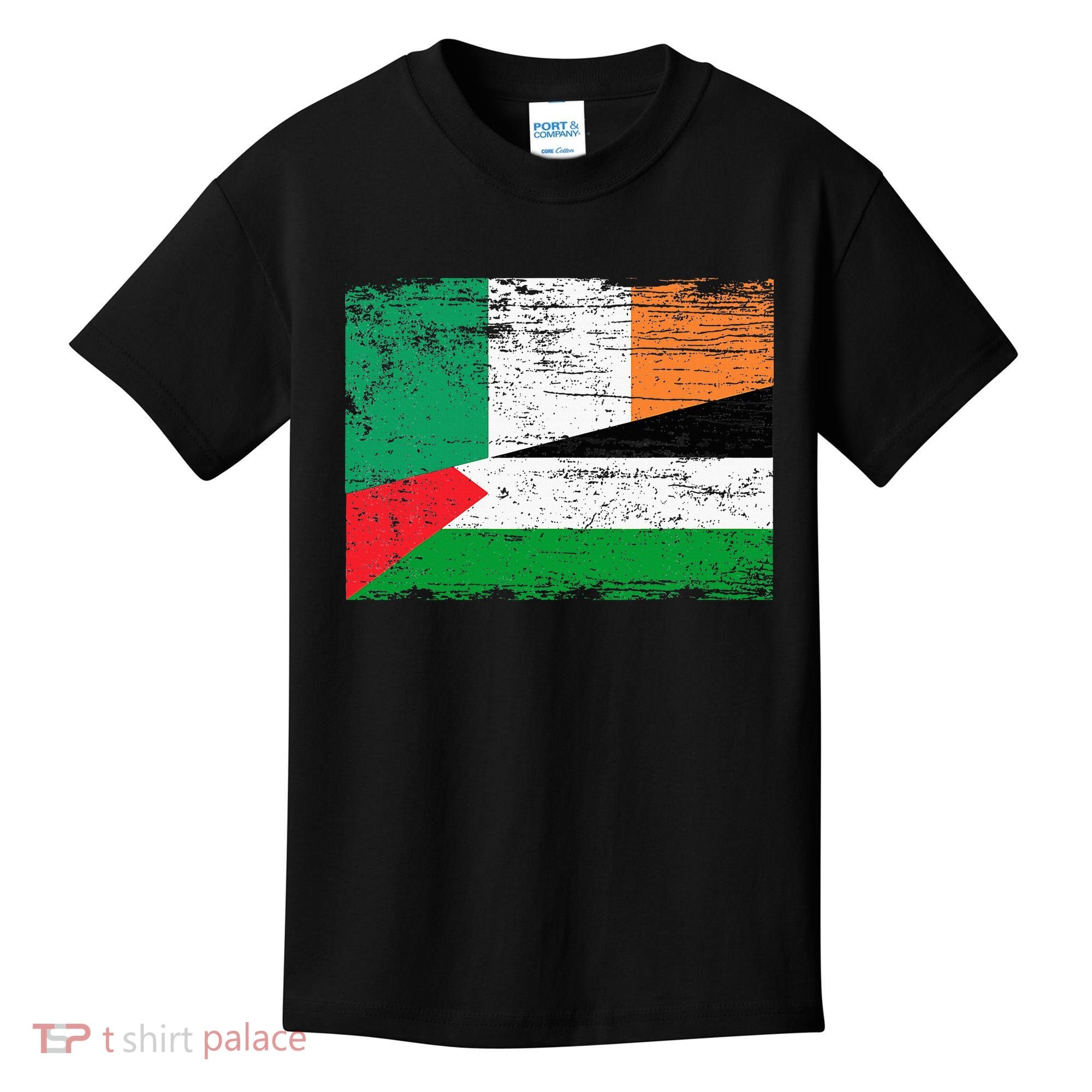 Ireland Palestine Flags Half Irish Half Palestinian Kids T-Shirt