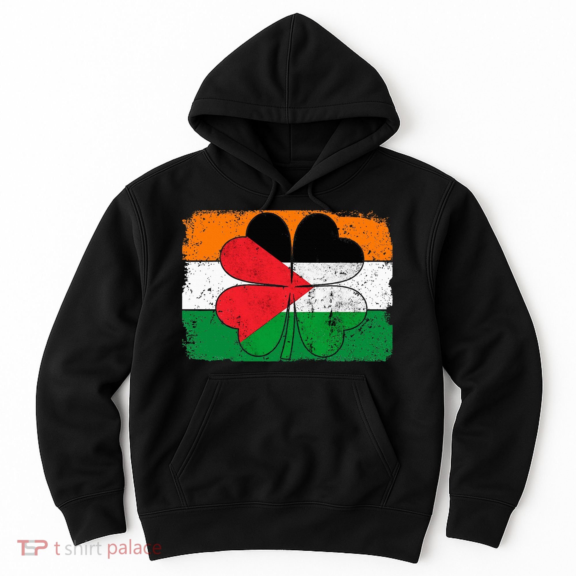 Irish Palestine Flag Ireland Shamrock St Patricks Day Hoodie