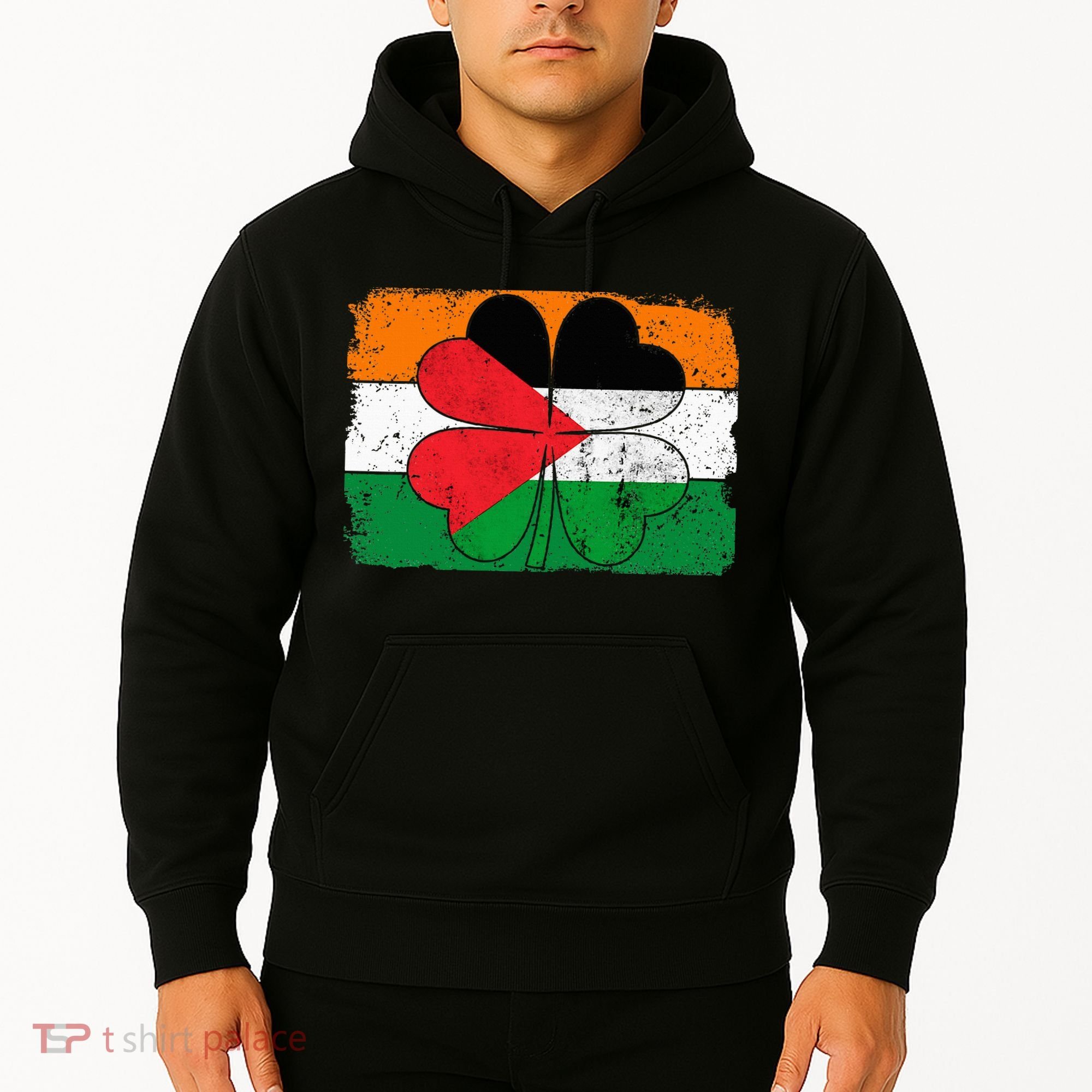 Irish Palestine Flag Ireland Shamrock St Patricks Day Hoodie