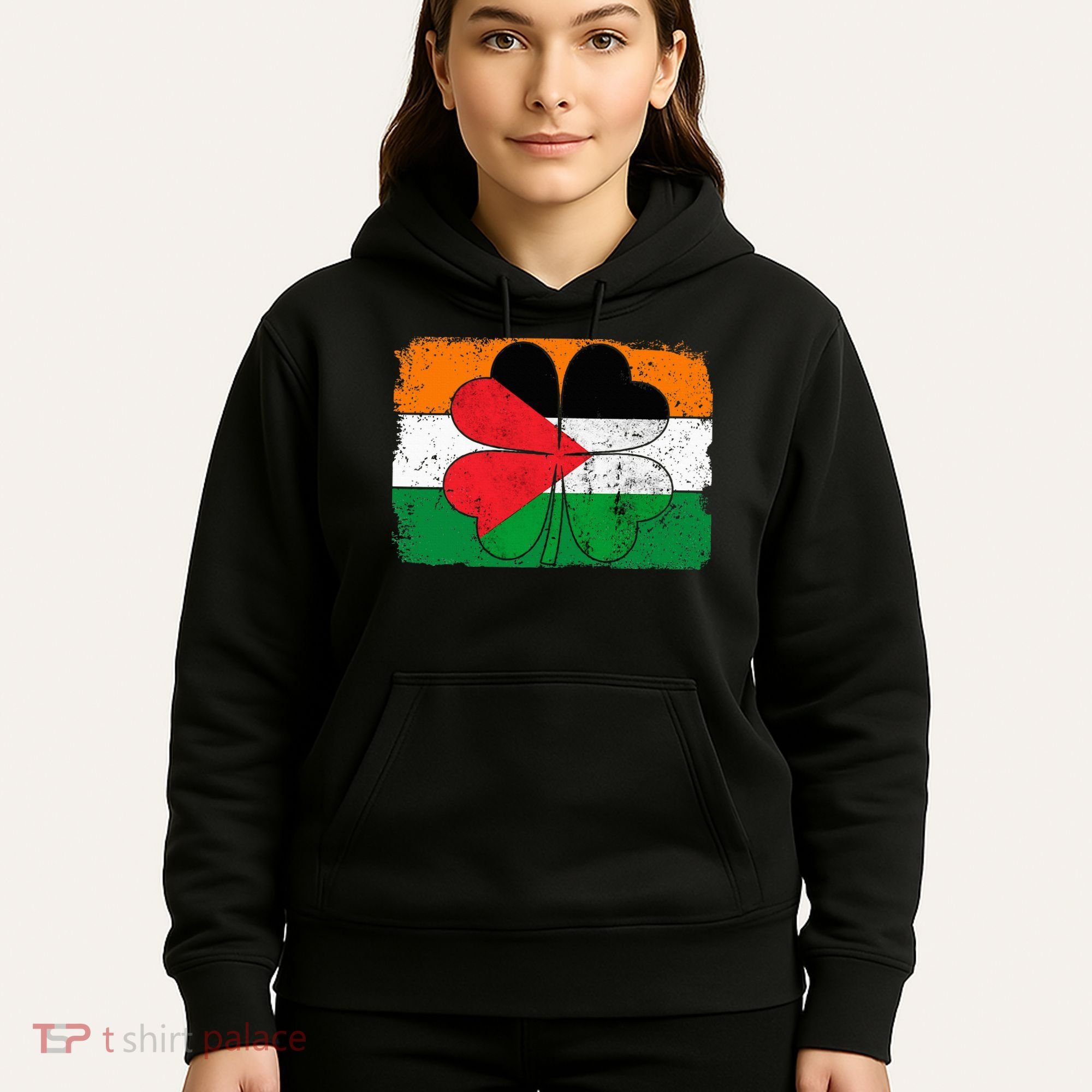 Irish Palestine Flag Ireland Shamrock St Patricks Day Hoodie