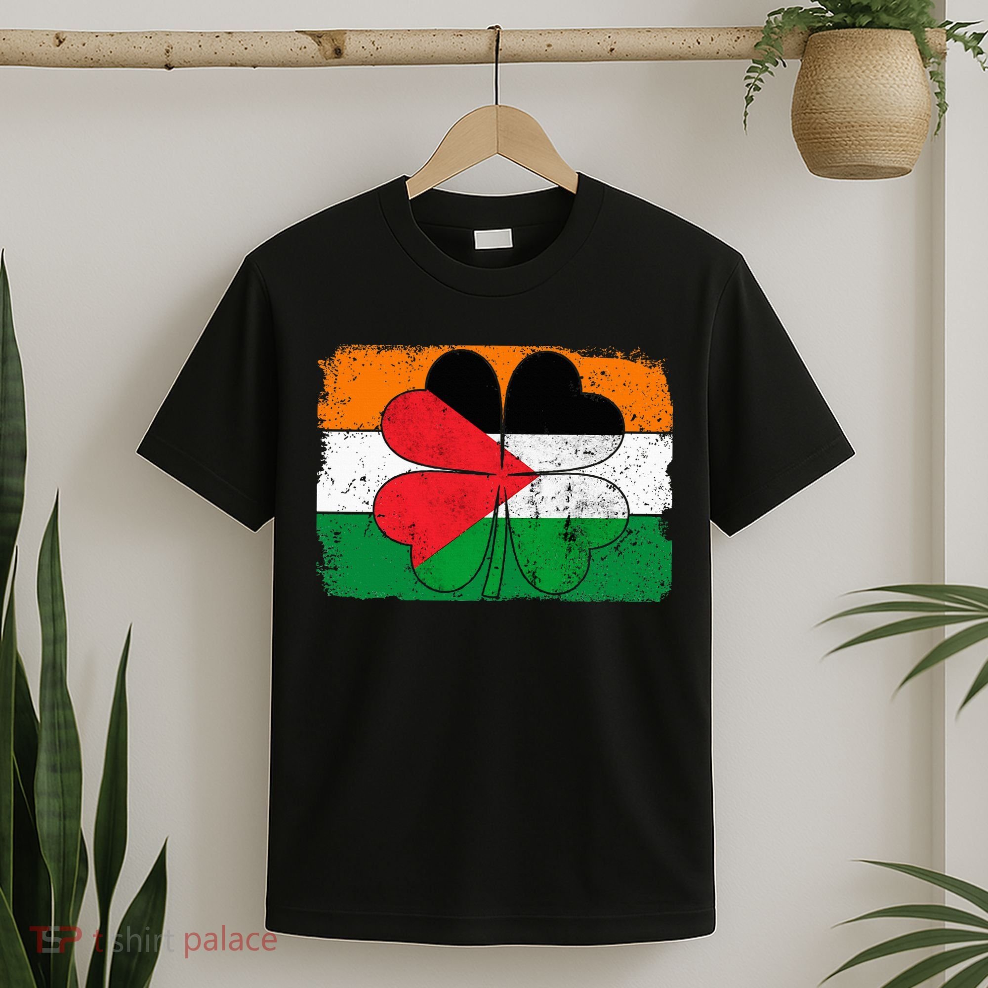 Irish Palestine Flag Ireland Shamrock St Patricks Day T-Shirt