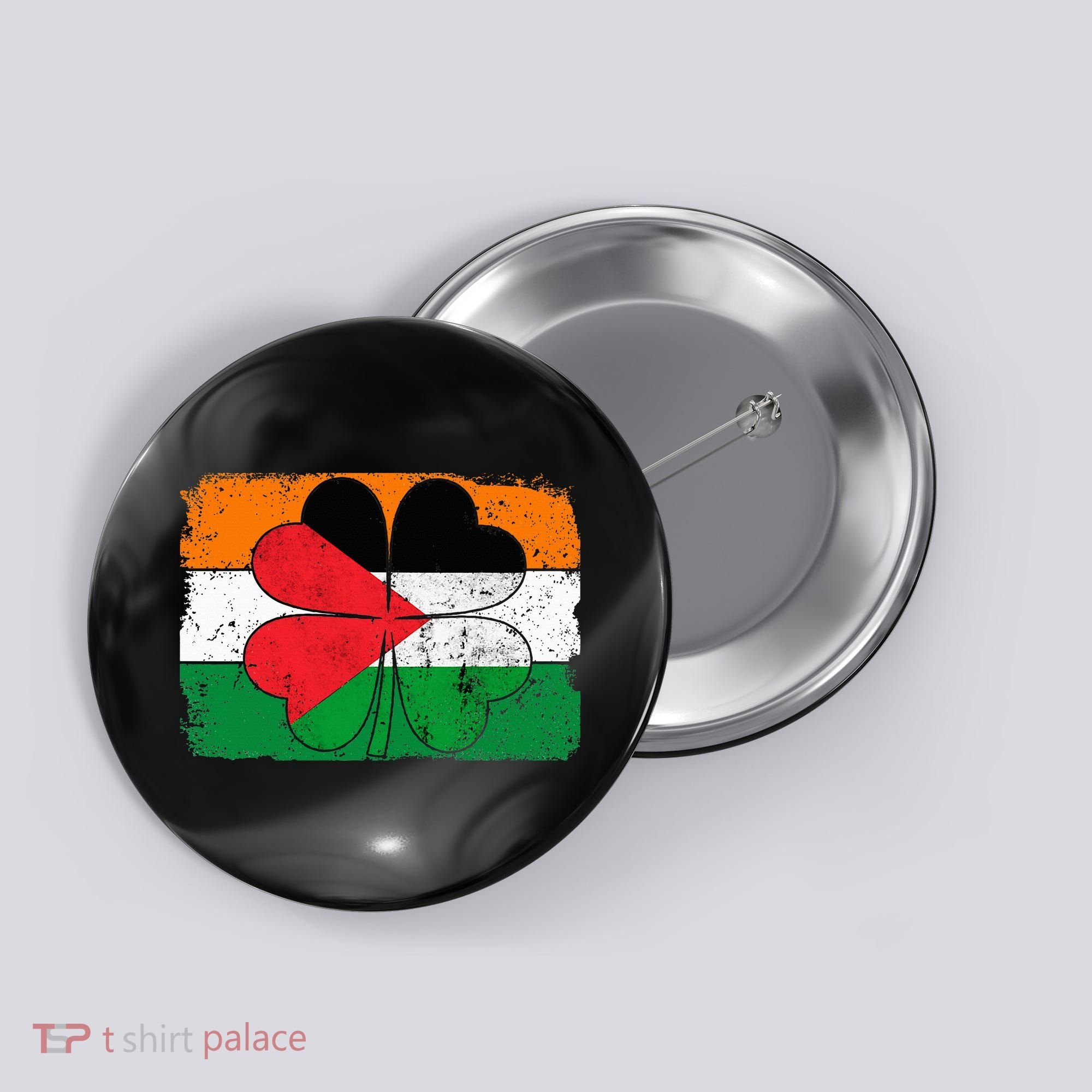 Irish Palestine Flag Ireland Shamrock St Patricks Day Button