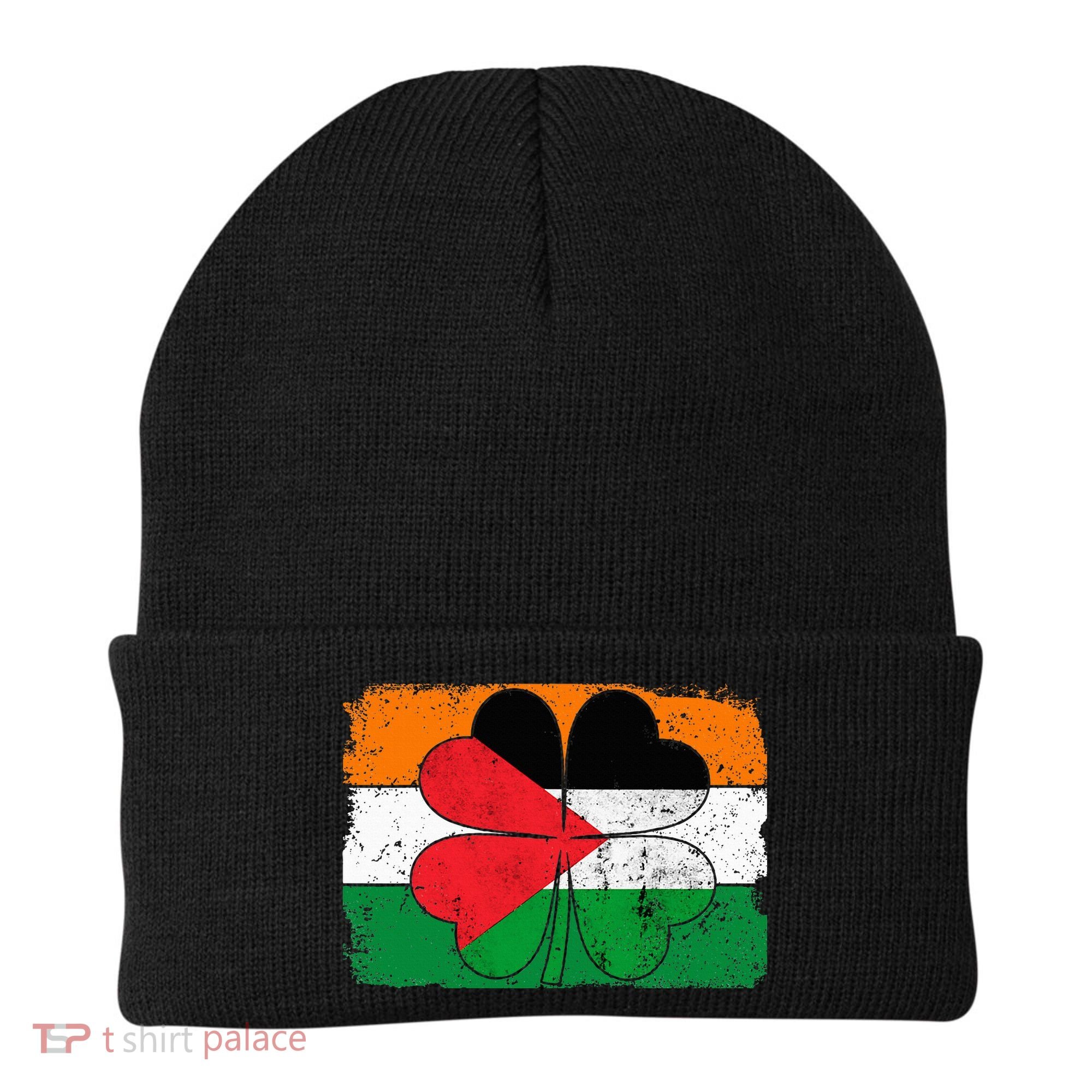 Irish Palestine Flag Ireland Shamrock St Patricks Day Beanie