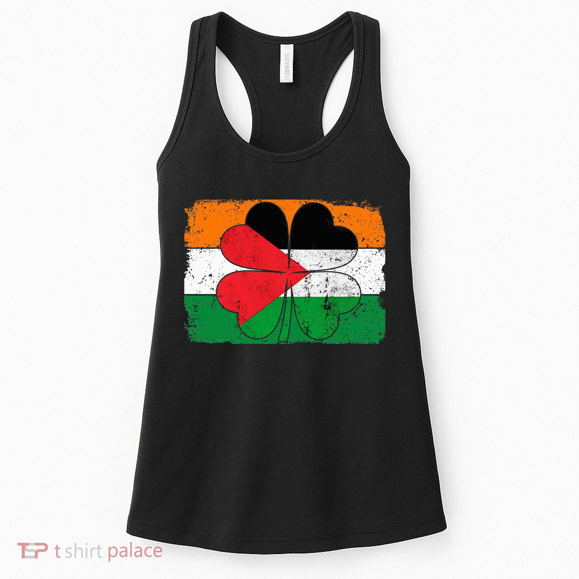 Irish Palestine Flag Ireland Shamrock St Patricks Day Women's Tank Top