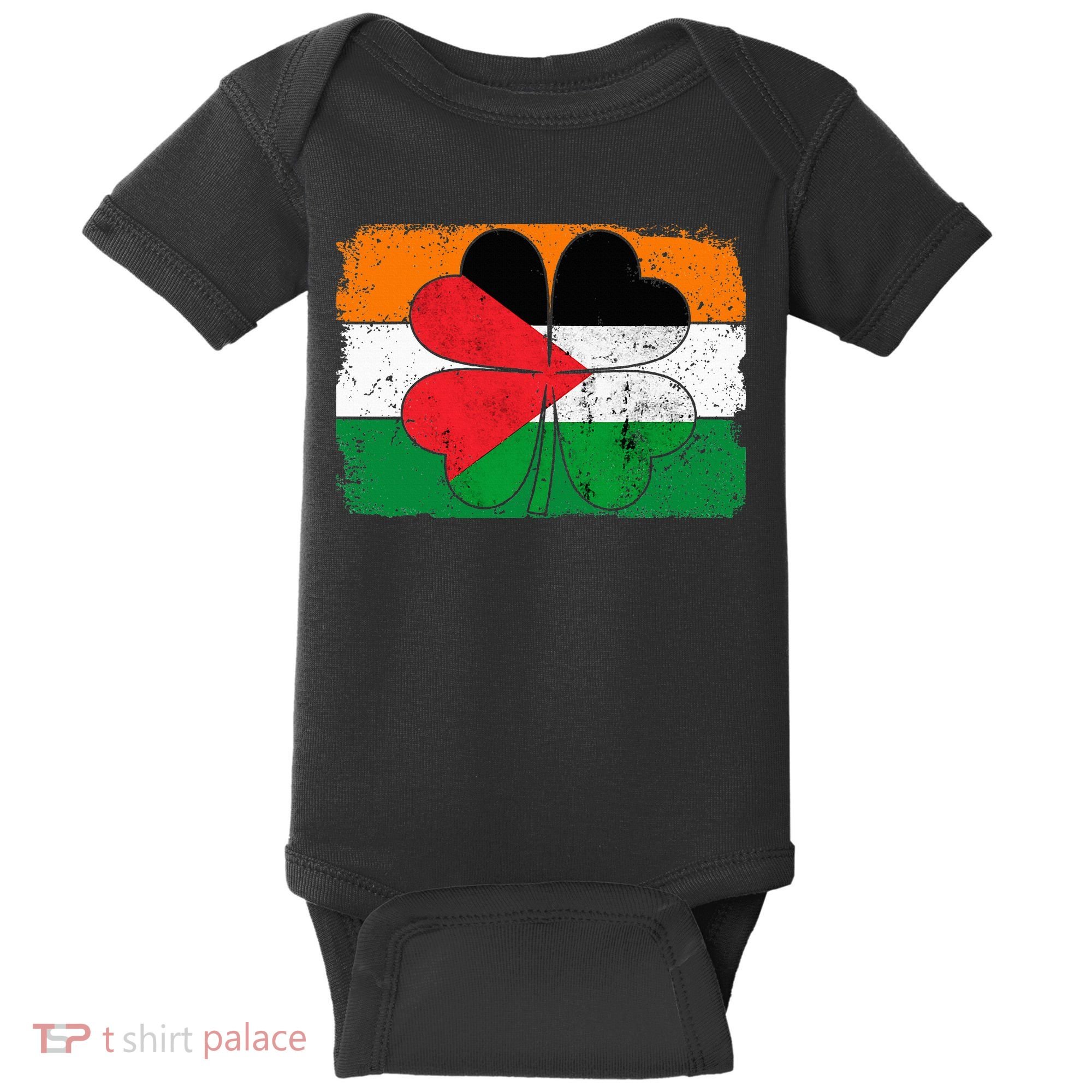 Irish Palestine Flag Ireland Shamrock St Patricks Day Baby Bodysuit