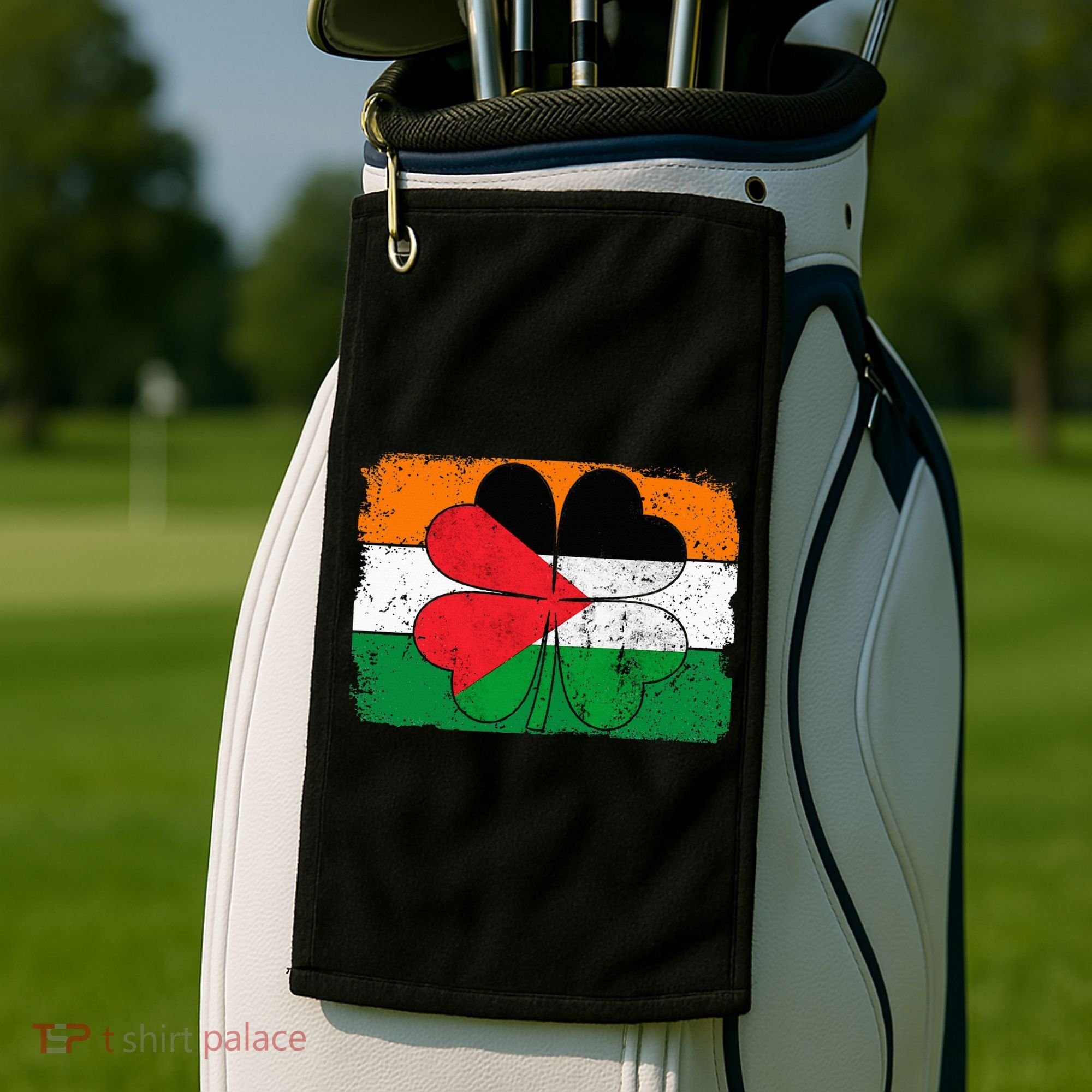 Irish Palestine Flag Ireland Shamrock St Patricks Day Golf Towel