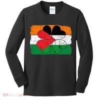 Irish Palestine Flag Ireland Shamrock St Patricks Day Kids Long Sleeve Shirt thumb 0