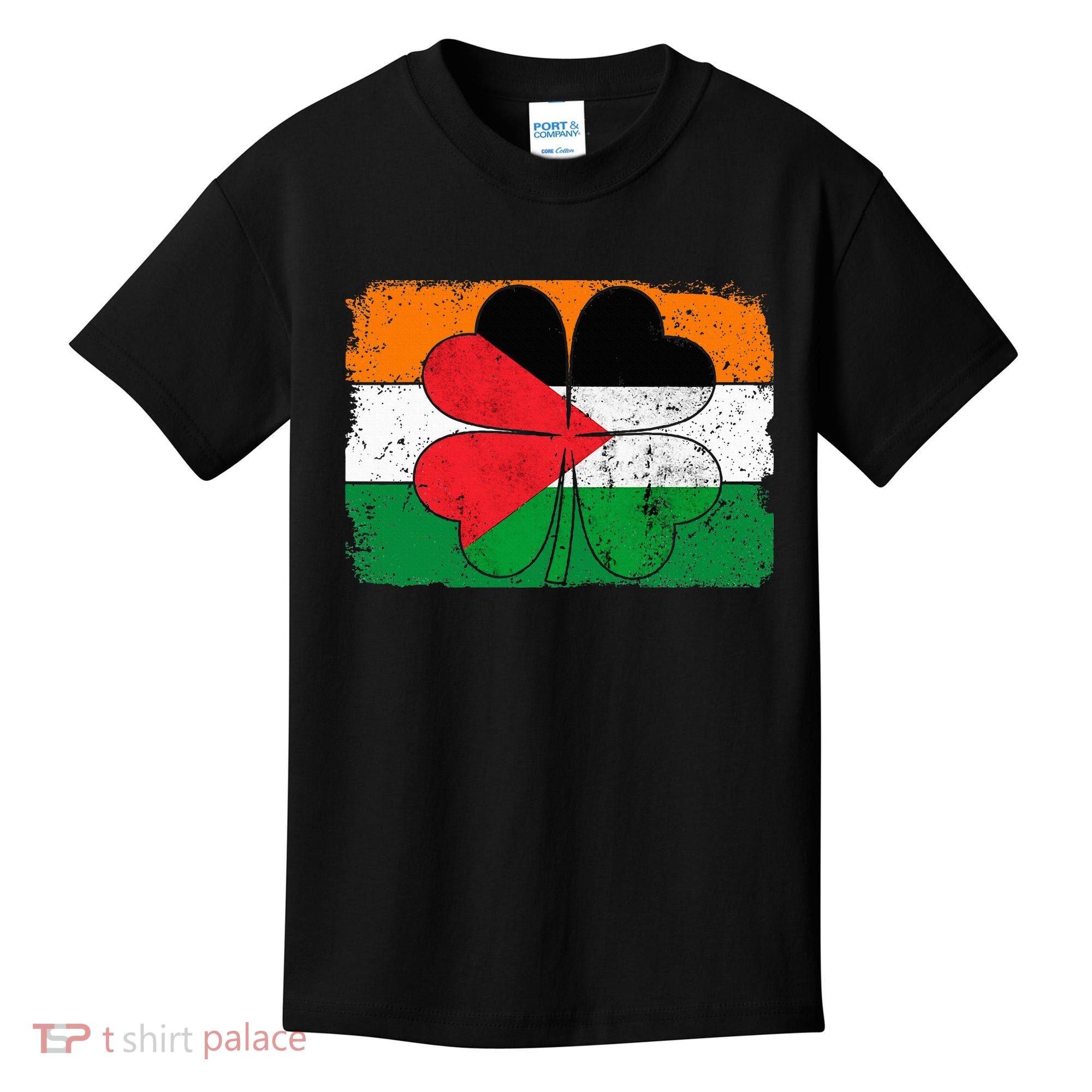 Irish Palestine Flag Ireland Shamrock St Patricks Day Kids T-Shirt