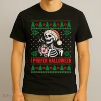 I Prefer Halloween Christmas Sweater Funny Holiday Ugly Xmas Sweatshirt T-Shirt thumb 3