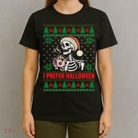 I Prefer Halloween Christmas Sweater Funny Holiday Ugly Xmas Sweatshirt T-Shirt thumb 4