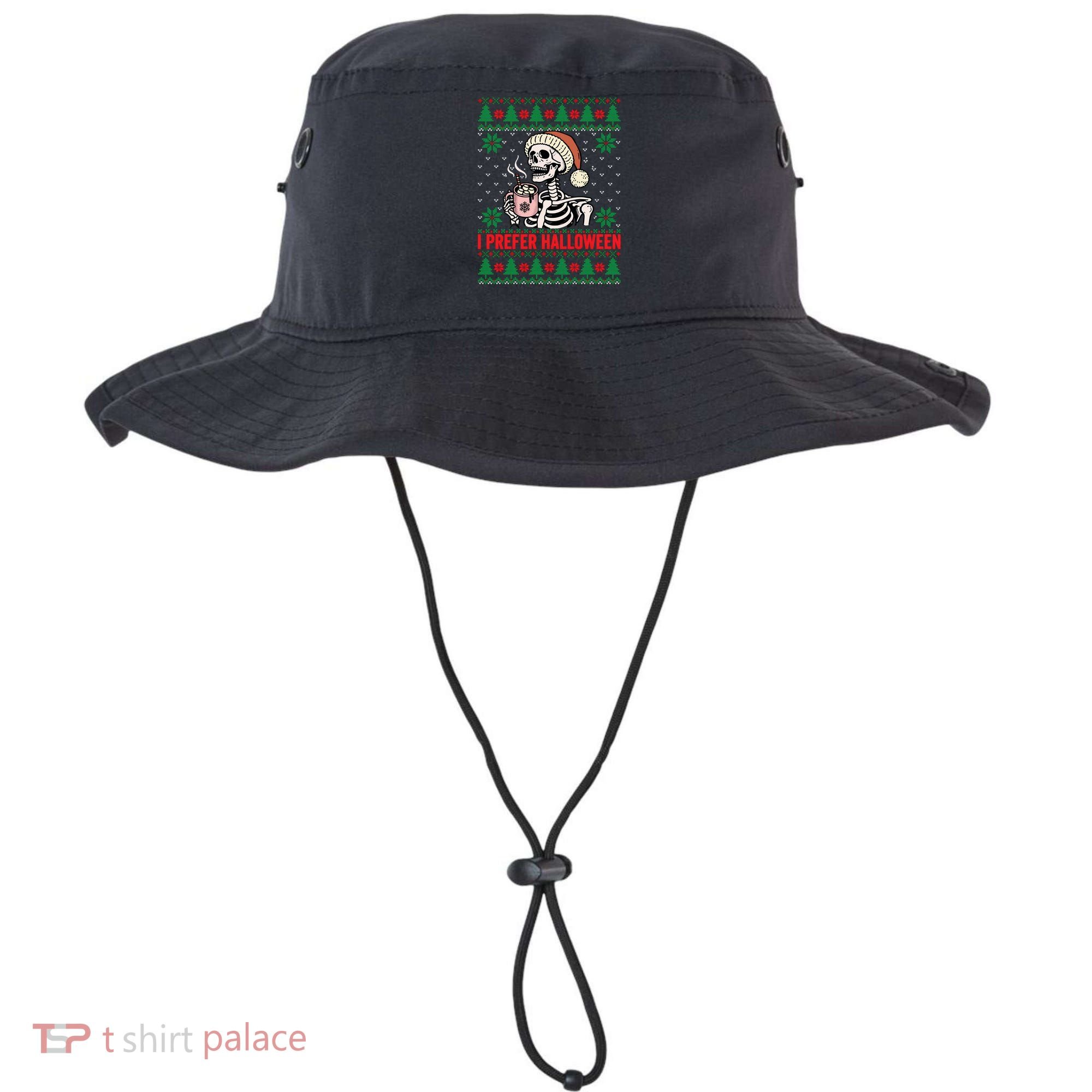 I Prefer Halloween Christmas Sweater Funny Holiday Ugly Xmas Sweatshirt Bucket Hat