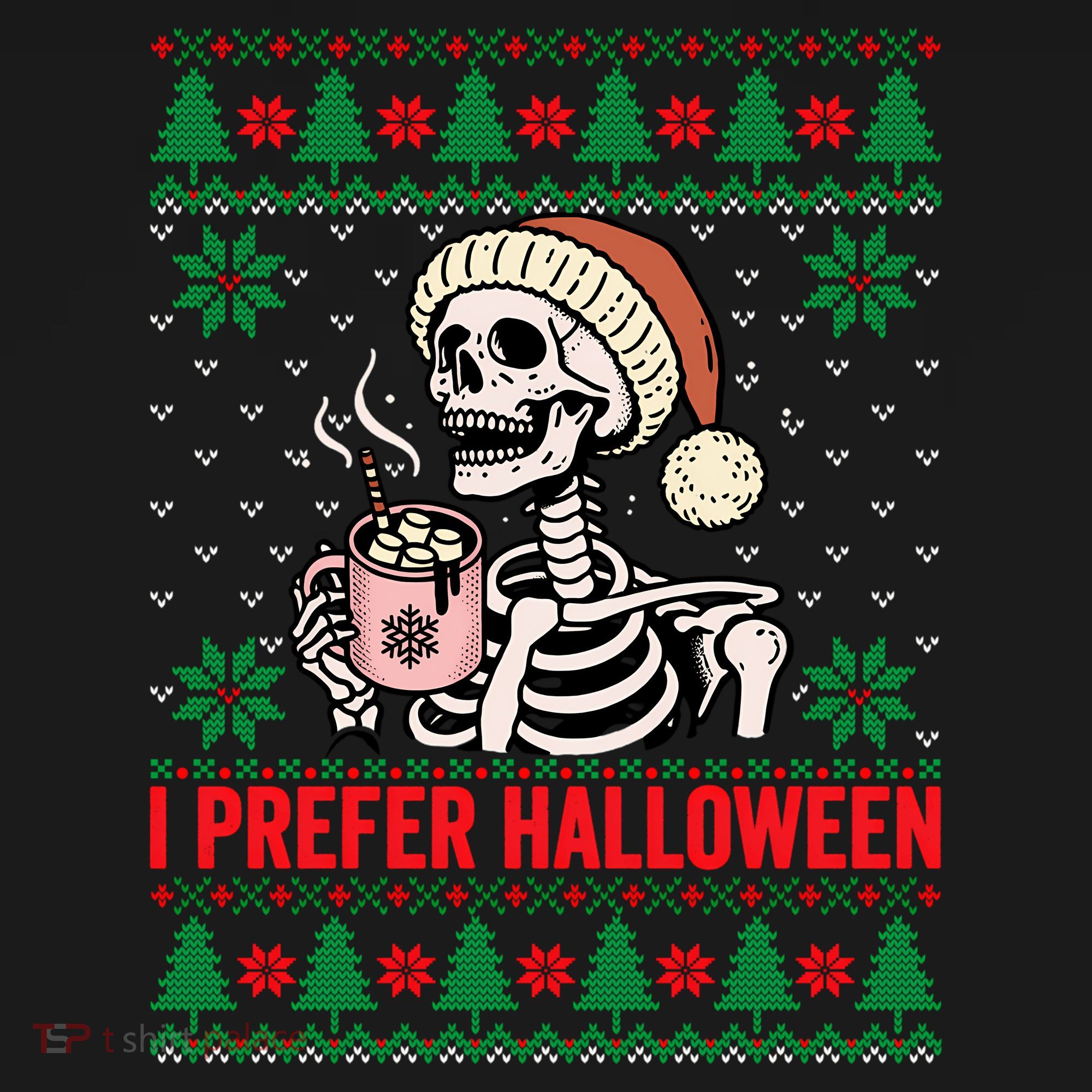 I Prefer Halloween Christmas Sweater Funny Holiday Ugly Xmas Sweatshirt Mousepad